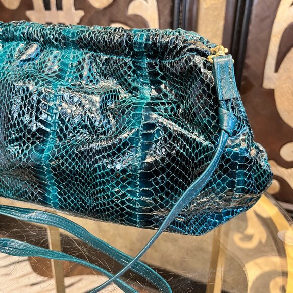 J.Renee vintage reptile teal green handbag - Picture 2 of 6